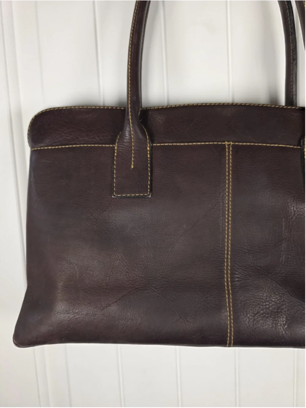 D'Luciano Brown Leather Shoulder Bag Tote Purse Pebbled Leather Classic Staple